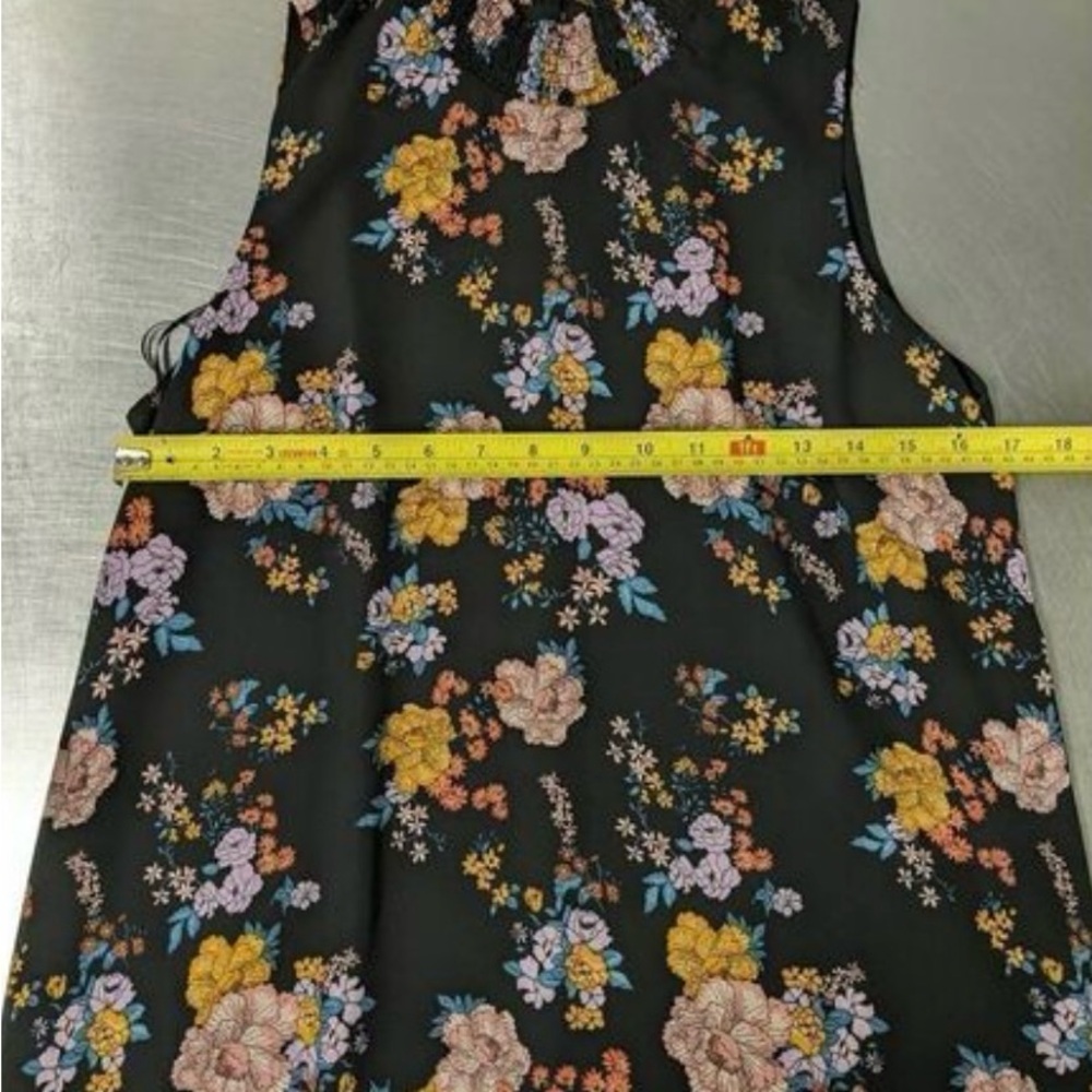 Pink Rose Women's Black Bouquet Sleeveless Elastic Knee Length - Picture 3 of 7